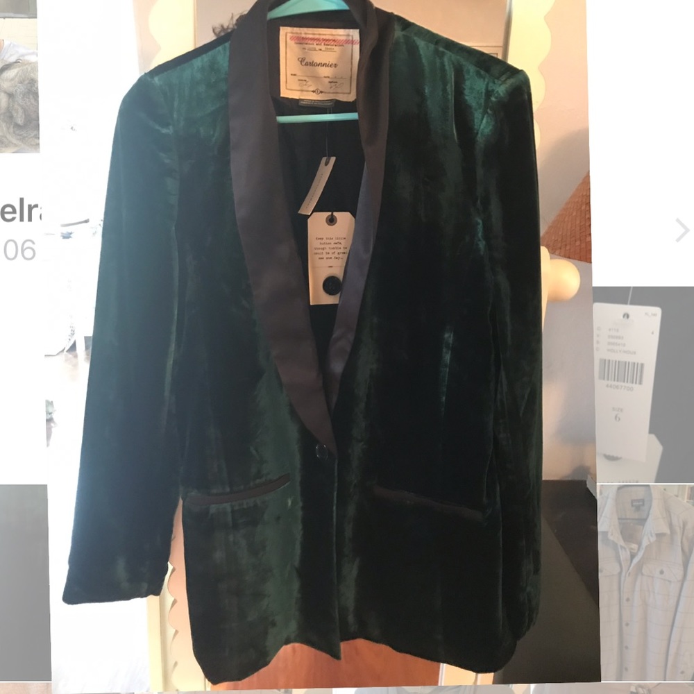 green velvet anthropology blazer size 6